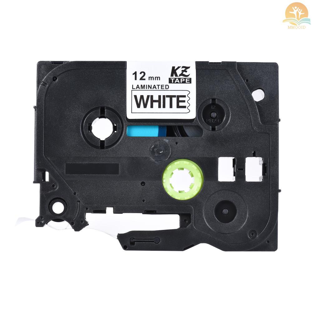 In Stock Laminated Label Tape Black on White Kompatibel Untuk Printer Label Brother P-touch PT-1010 /PT-2100/PT-18R/PT-E200 /PT-9500 12mm * 8m