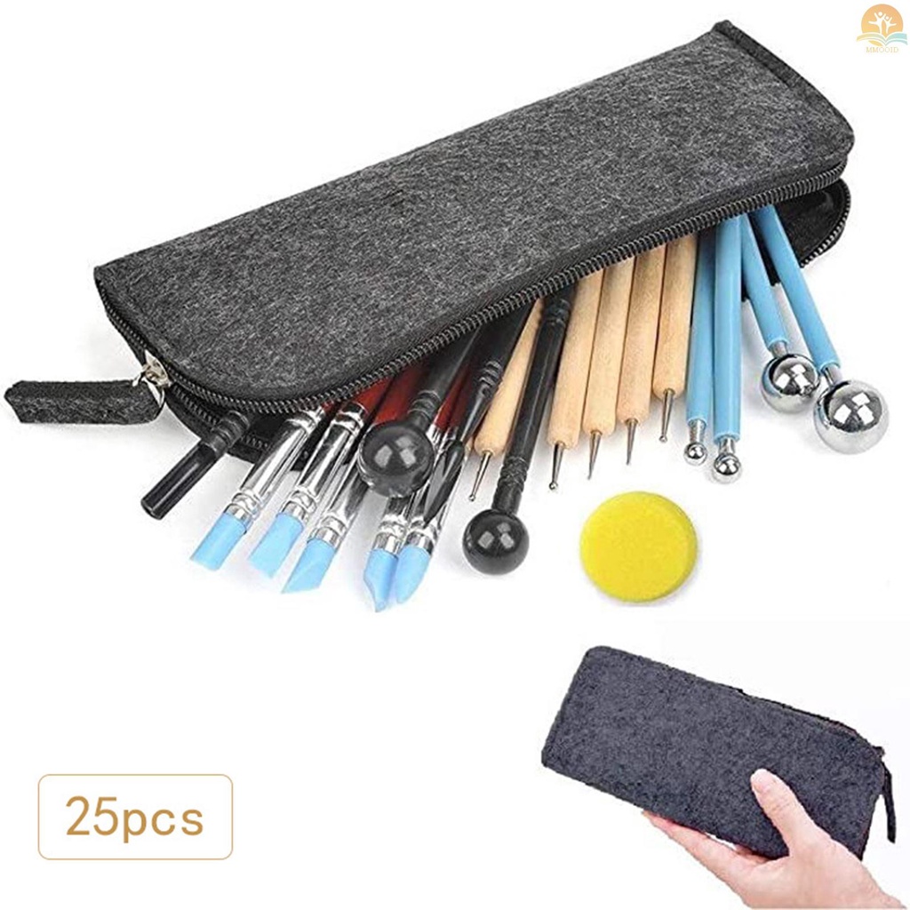 In Stock 25pcs Polymer Clay Tools Modeling Clay Sculpting Tools Kit Alat Ukir Tembikar Keramik Termasuk Double Ended Dotting Tools Ball Stylus Tools Clay Tools Pulpen Ujung Karet