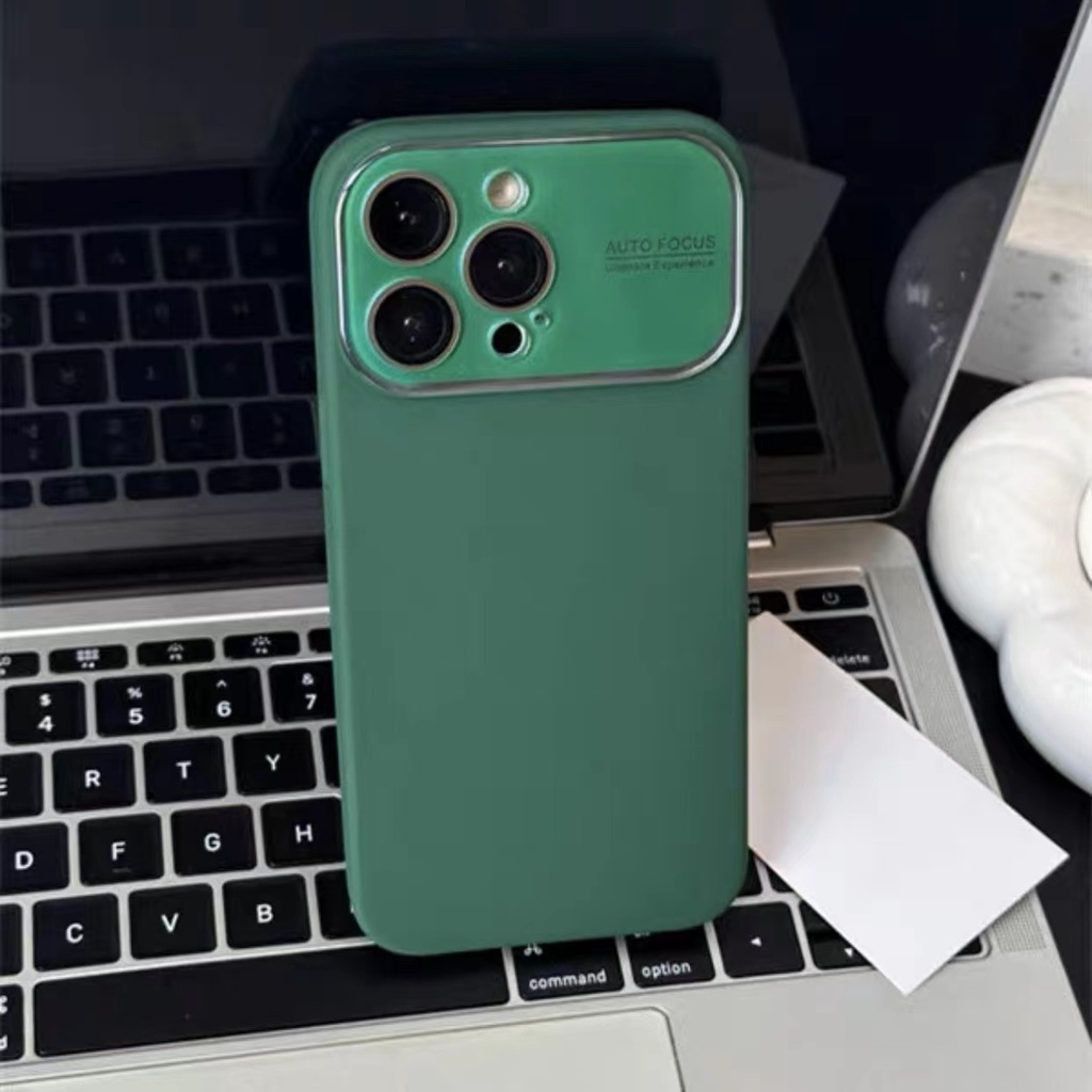 IPHONE Lensa Kaca Silikon Ponsel Cover Frosted Soft Casing Cocok Untuk Iphone14 13 12 Pro Max Warna Solid Cairan Pelindung Case