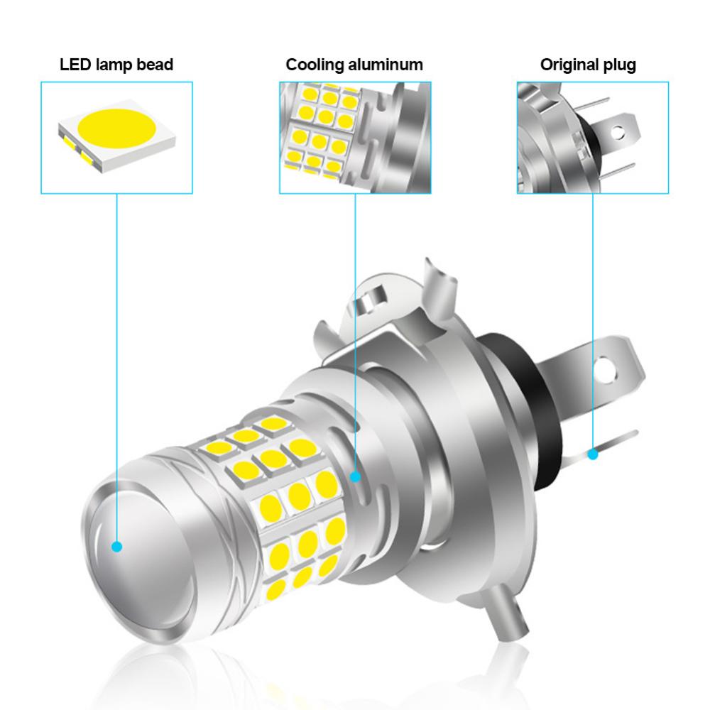 Openmall H4 /BA20D/H6 /P15DLED Lampu Depan Motor 42SMD LED Lamp Moto High/Low Beam Bulbs Lamp Lampu Kabut 12V Putih E6F9