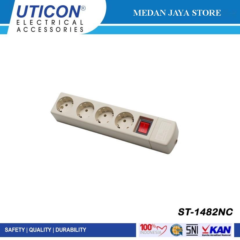Stop kontak Uticon 4 Lubang Colokan Terminal Listrik Arde Saklar On Off Kuningan Tanpa Kabel ST-1482