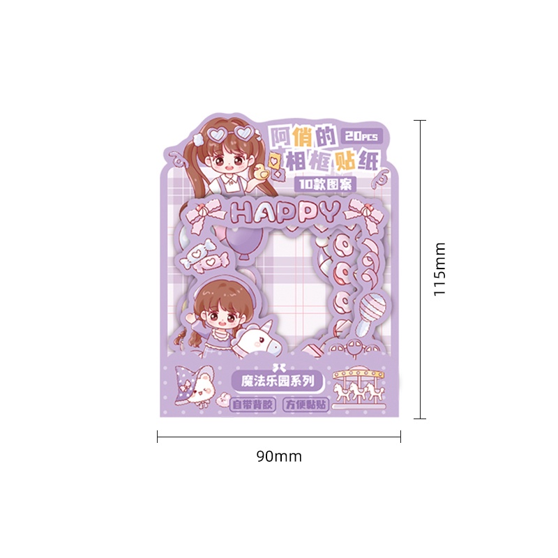 20pcs Menggemaskan Kartun Gadis Kpop Foto Deco DIY Stiker Bingkai Kartu Siswa Guka Stickers Pack