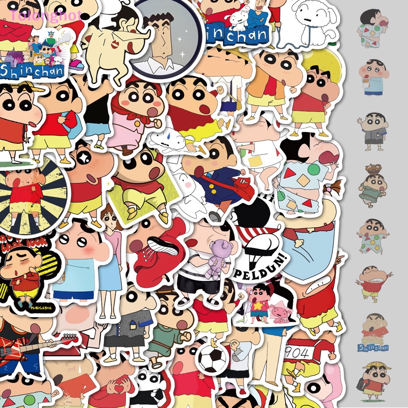 Tolonghot&gt; 50Pcs Kartun Anime Crayon Shin-chan Stiker Untuk Koper Mobil Gitar Laptop Telepon Notebook DIY Dekorasi Tahan Air Stiker Mainan well