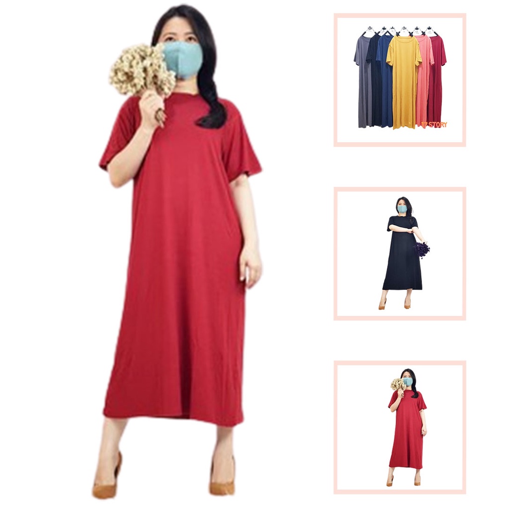 Dress Kaos Wanita Jumbo LD 120-150 CM Sehari-hari