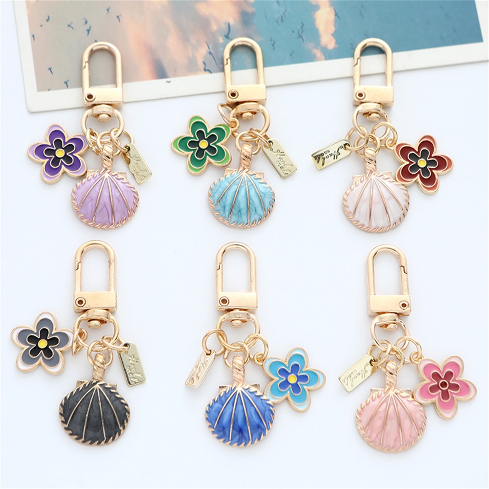 Enamel Manis Bunga Gantungan Kunci Fashion Tag Logam Gantungan Kunci Earphone Case Liontin Pesona Tas Ornamen Aksesoris Mobil Keyholder