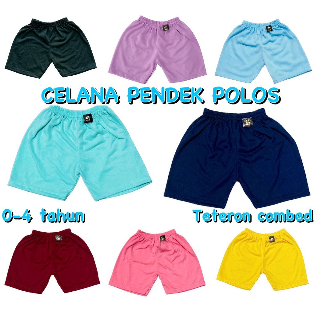 CELANA PENDEK POLOS SANTAI ANAK LAKI-LAKI/PEREMPUAN COMBED