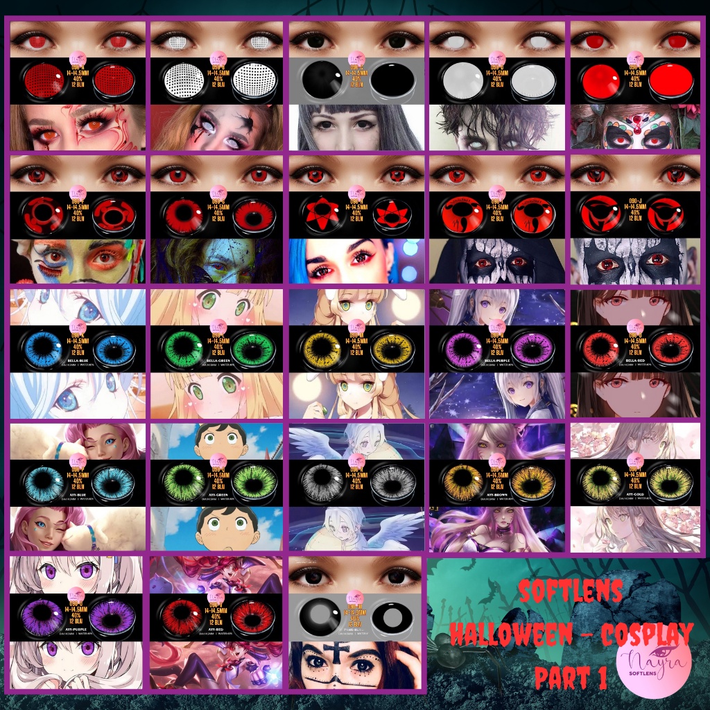 [✅ GROSIR] Softlens #1 Halloween Cosplay Manga Kartun Anime Naruto Princess Barbie 14-14.5 MM (Norma