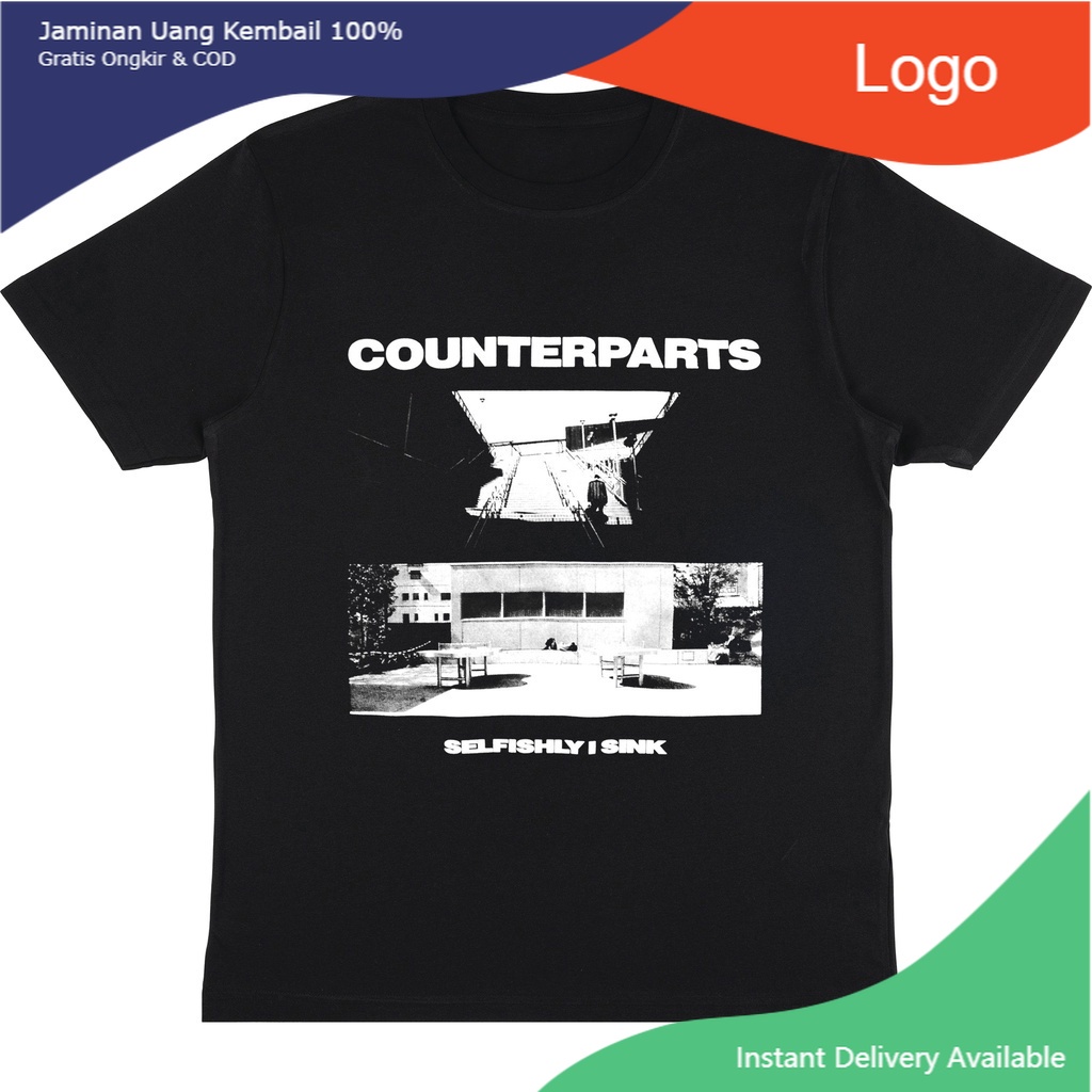 KAOS BAND COUNTERPARTS | T-SHIRT BAJU COUNTERPARTS | KAOS PUNK HITAM VINTAGE