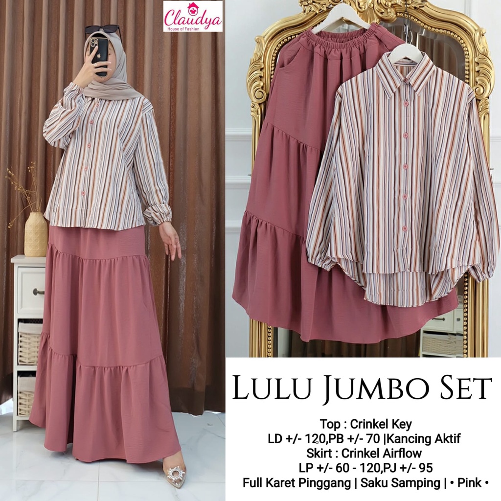 Setelan wanita jumbo Lulu/ setelan wanita jumbo/ setelan wanita casual/ busana muslim wanita/baju ke