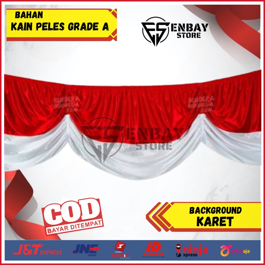 BENDERA BACKGROUND MERAH PUTIH KARET 5 GELOMBANG
