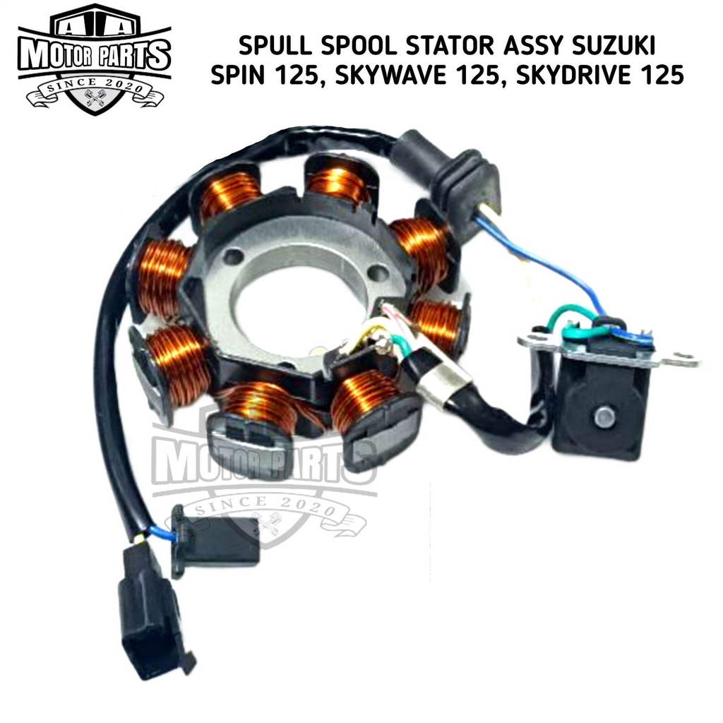 SPOOL SPUL STATOR ASSY PENGAPIAN KELISTRIKAN KOMPLIT SUZUKI SPIN 125, SKYWAVE 125, SKYDRIVE 125 MOTO