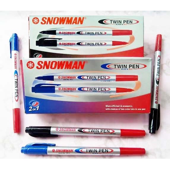 

SPIDOL TWINPEN SNOWMAN 2 WARNA / 2 SISI [1 LUSIN]