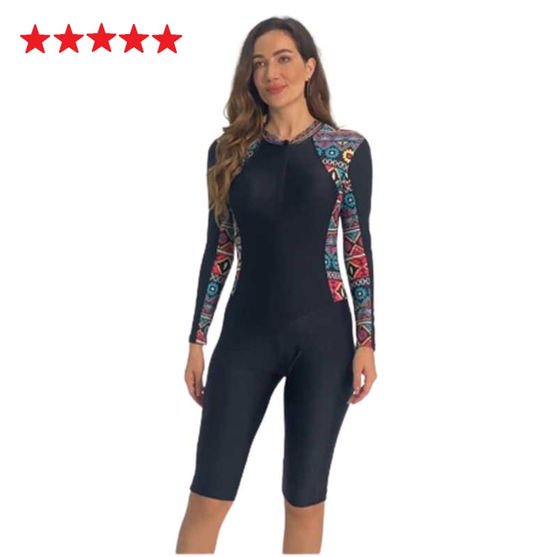 Baju Renang Pakaian Pantai Celana Cropped Surfing Rashguard Lengan Muslim Panjang Wanita Surfing Dengan Pad Yang Dapat Dilepas Plus Ukuran Diving Setelan Berenang