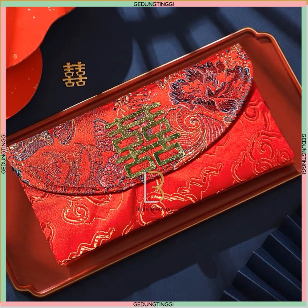 Amplop Dompet Angpao Angpau Ampao Ampau Hongbao Kain Bludru Flanel Kertas Sangjit Shuang Xi Suangxi Kado Hadiah Nikah Happy Wedding Pernikahan Kawin Kawinan Chinese Married Merah Emas Netral Premium Aesthetic Aestetic Elegan Panjang Jumbo Unik Murah 2023