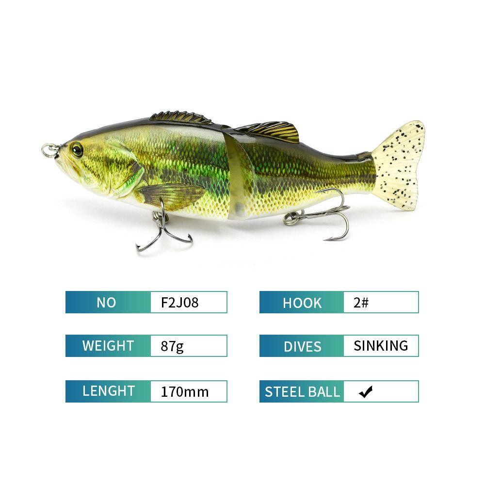 TOP 2bagian Umpan Ikan Kecil Multicolor Crankbaits Bergaris bass Minnow Lures