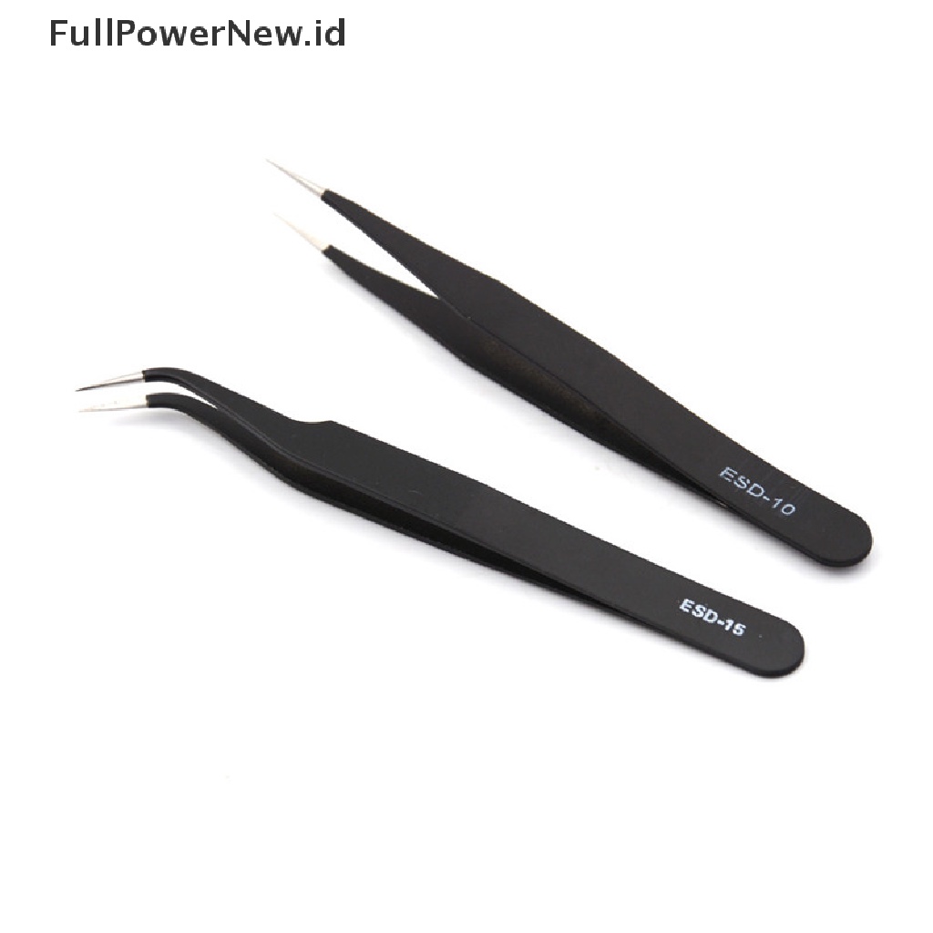 Power 2Pcs/set Hitam Baru Anti-Statis Lurus Melengkung Pinset Fashion Tools ID