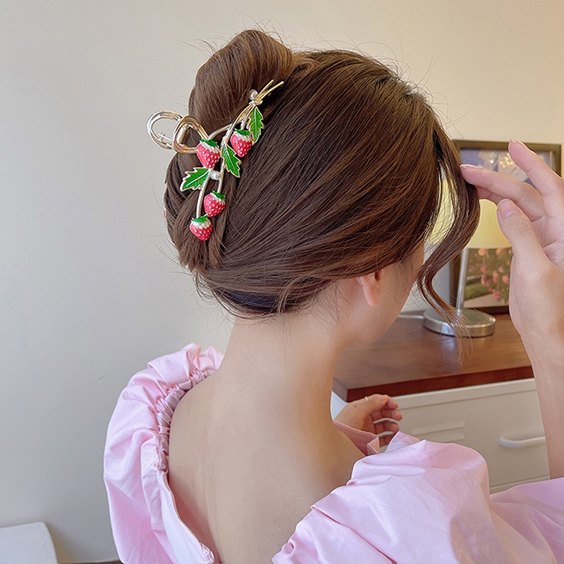 [AYBX] Strawberry Hair Claw Clips Cute Metal Hair Clip Pink Hair Claws Clips Styling Rambut Perlengkapan Rambut Fashion