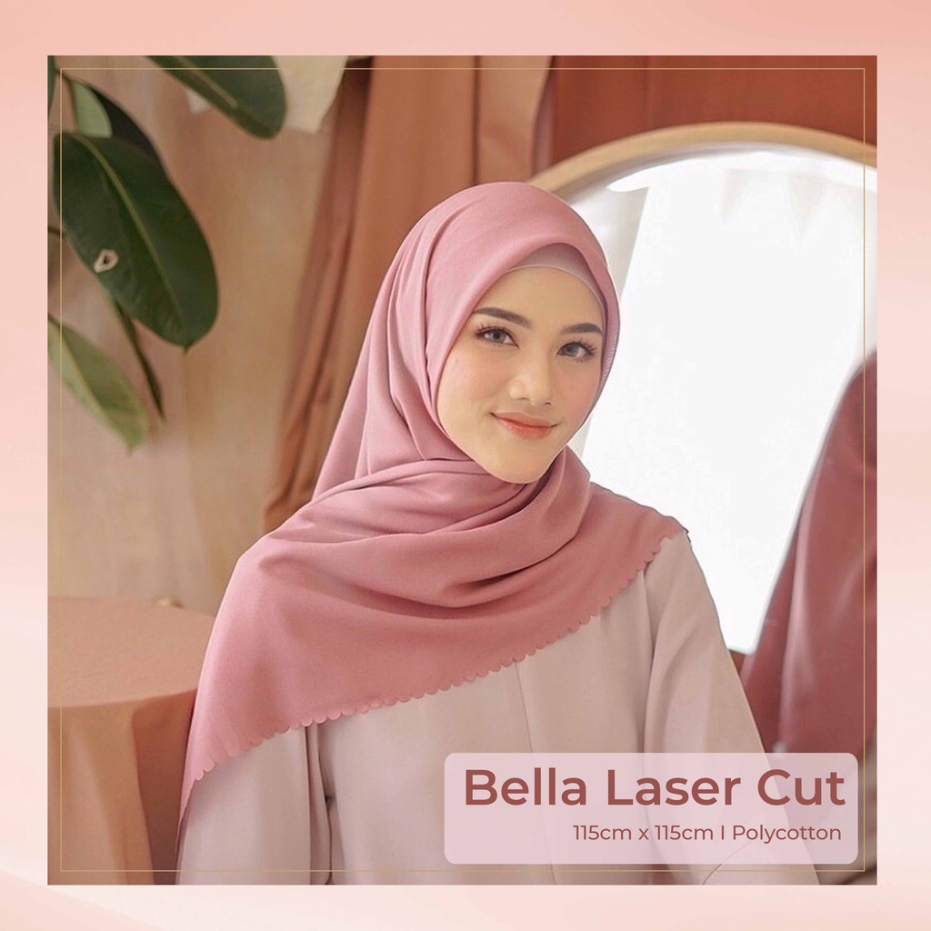 Hijab Bella Square / Segi Empat Lasercut - Warna Lengkap