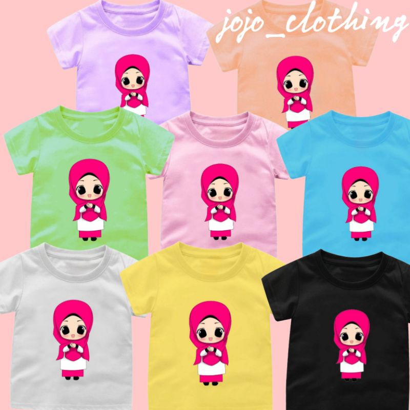 baju kaos anak cewek gambar kartun cewek hijab kaos bahan combed