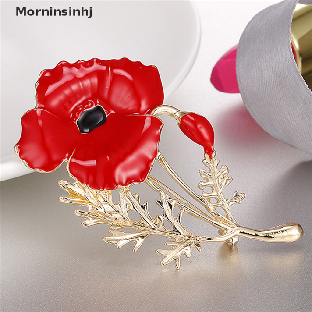 Bros Enamel Mornin Poppy Merah Bunga Bros Pin Wanita Hari Ibu Cinta Keluarga Perhiasan id