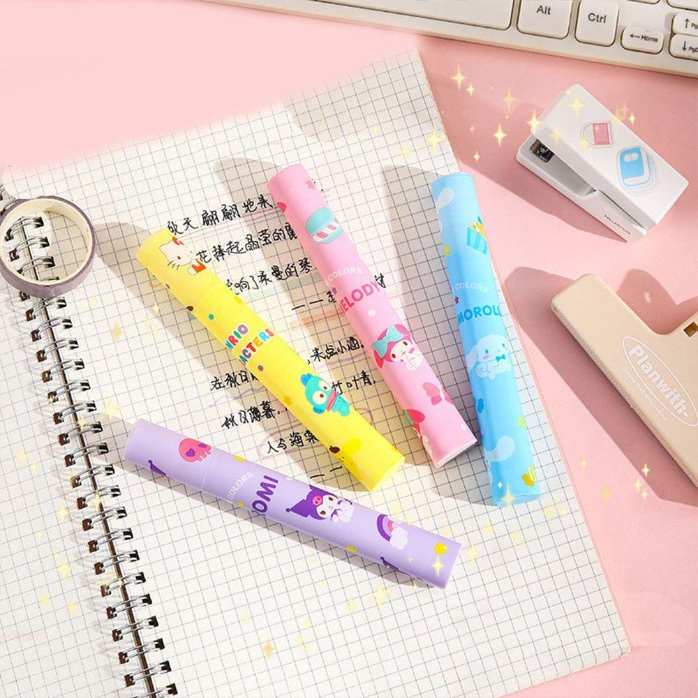 Lanfy Stabilo Pen Set Jepang 4 Pcs/Set Kuromi Diy Diary Album Kantor Sekolah Perlengkapan Cinnamoroll Keypoints Marker Pen