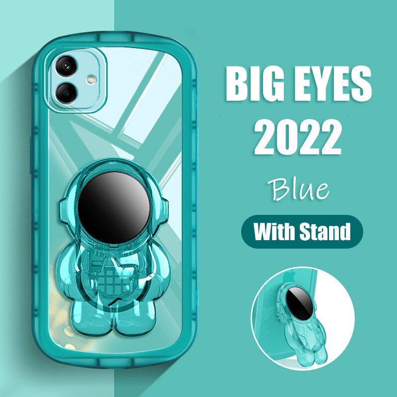 Andyh Untuk Samsung Galaxy A04 Casing Ponsel Tahan Jatuh Transparan Chubby Silikon Lembut Dengan Astronot Stand2022Desain Baru Ponsel Penutup Belakang