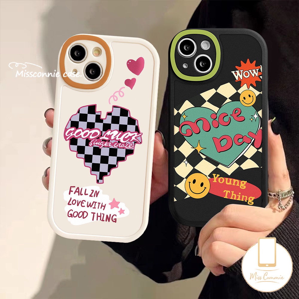 Ins Smile Cinta Hati Papan Catur Pasangan Case Untuk Infinix Hot11 9 10 Bermain Cerdas5 6 Hot 10s 10T 11s Hot 10 Lite Note8 Fashion Graffiti Cinta Hati Bunga Segar Soft Case Cover