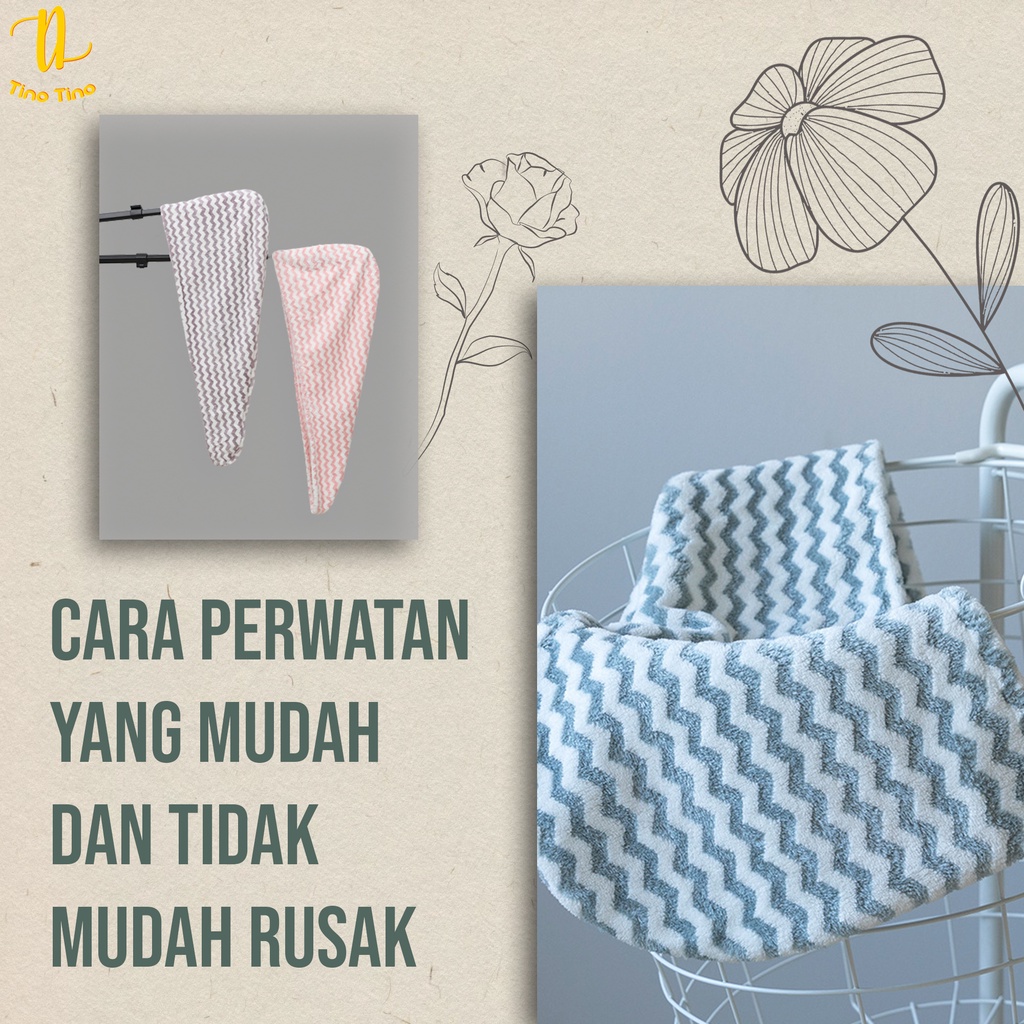 CJBR-DHZ TINO HANDUK KEPALA HANDUK RAMBUT MICROFIBER MOTIF ZIGZAG UKURAN 65X25 BERBAGAI MACAM WARNA