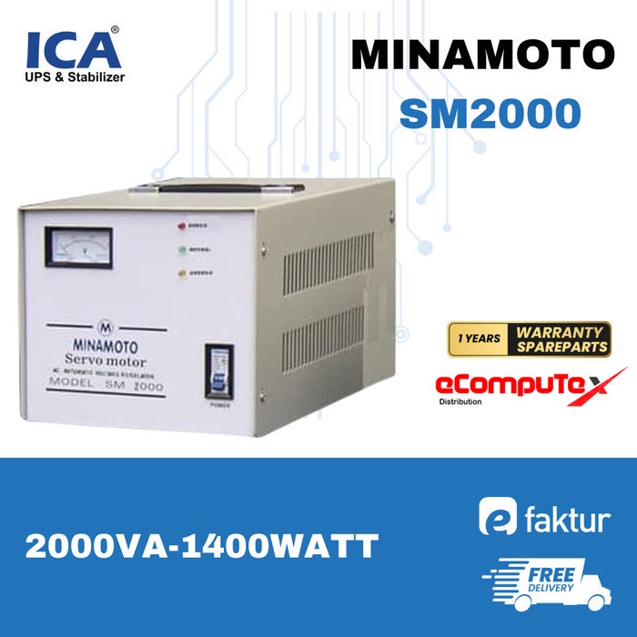 STABILIZER MINAMOTO SM-2000 SM2000 / 2000VA 1400WATT SERVOMOTOR GARANSI RESMI