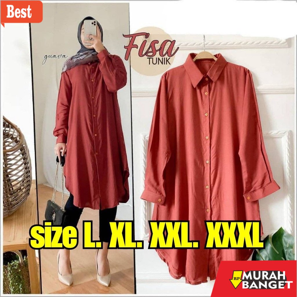 Tunik jumbo terbaru untuk wanita- ATASAN WANITA TUNIK CRINCLE FISA TUNIK SIZE TUNIK JUMBO XXXL LD 13