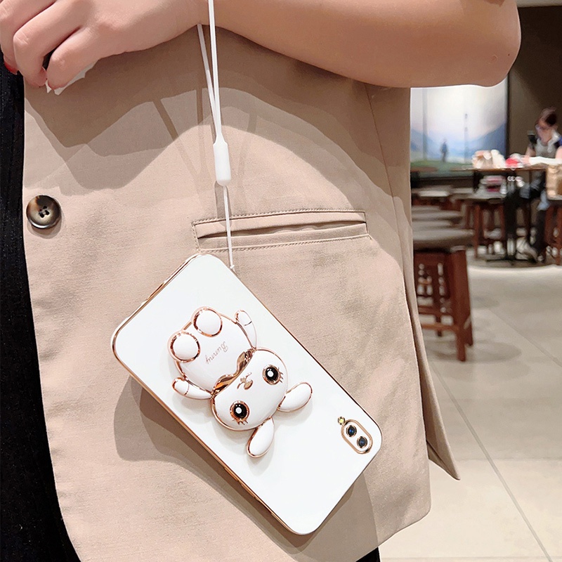 Andyh Case Handphone Untuk Vivo V11 Pro Kartun Lucu Kelinci Kecil Tepi Lurus Soft Shell Mengirim lanyard Silikon