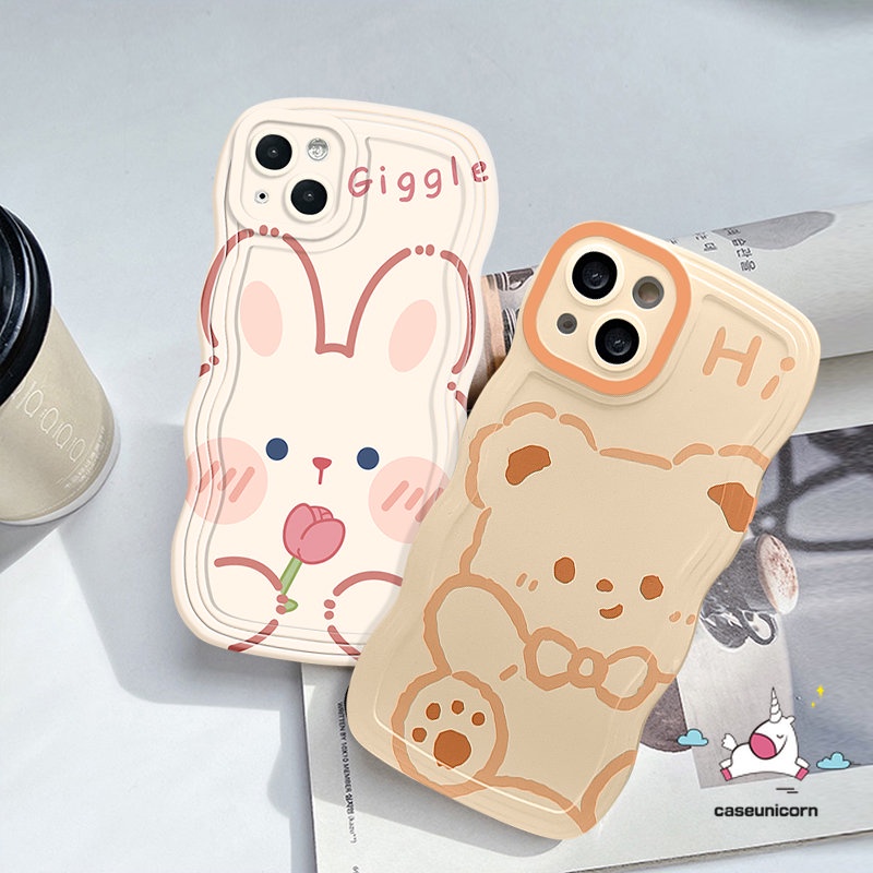 Casing Soft Case Redmi9 12C 9A 10A 10a1 10C 9T A1+9C Redmi Note 11 10 11Pro 10s 11s 8 9 9s 10Pro Max POCO M3 X3 NFC Pro Mi 11T Pro Kartun Beruang Kelinci Lucu Bergelombang Tepi Sarung