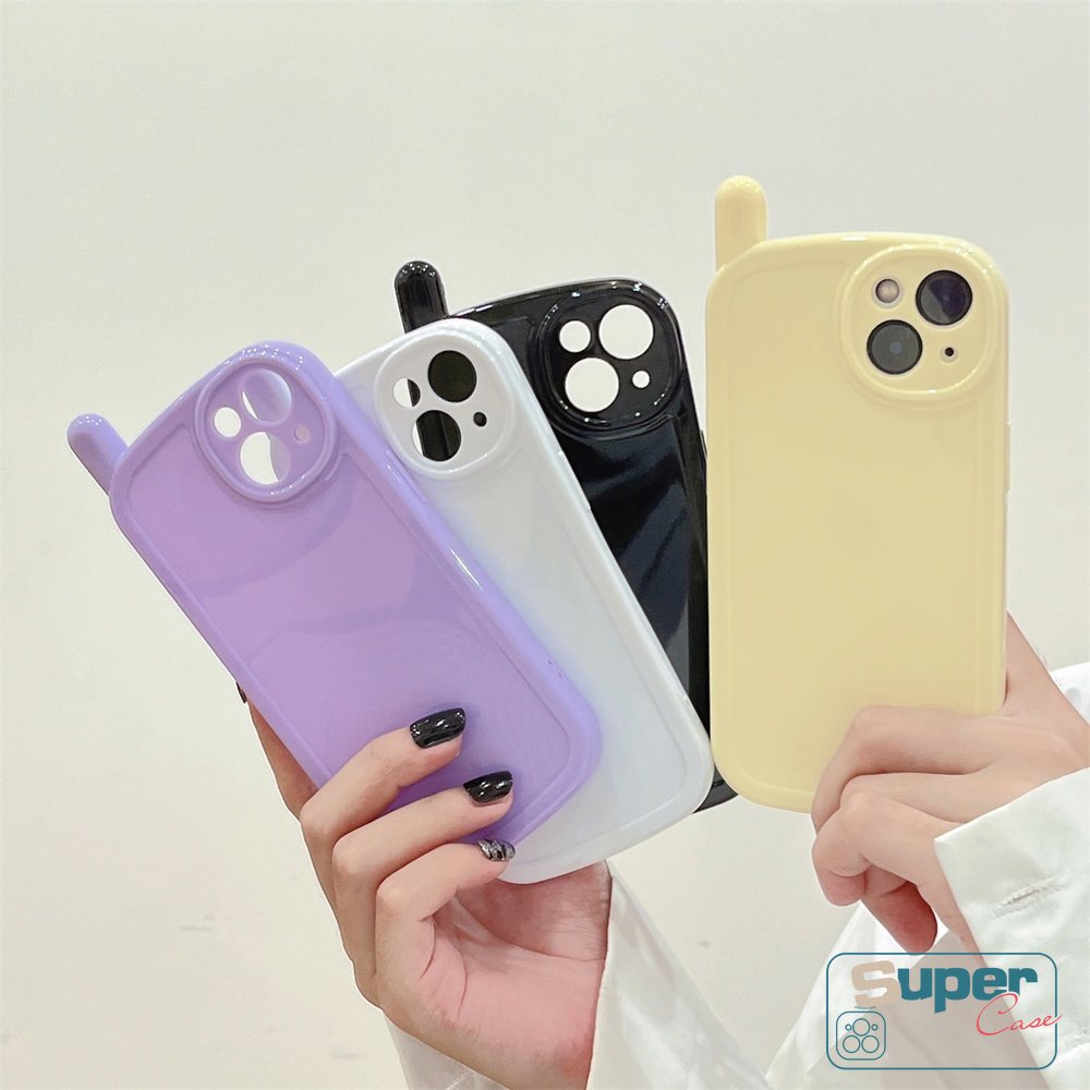 IPHONE Casing Ponsel Vintage Warna Solid Permen Macaron Sederhana Kompatibel Untuk Iphone7 8 14 Plus XR 13 11 12 Pro MAX X XS MAX SE 2020 Klasik Retro Desain Ponsel Glossy TPU Soft Cover