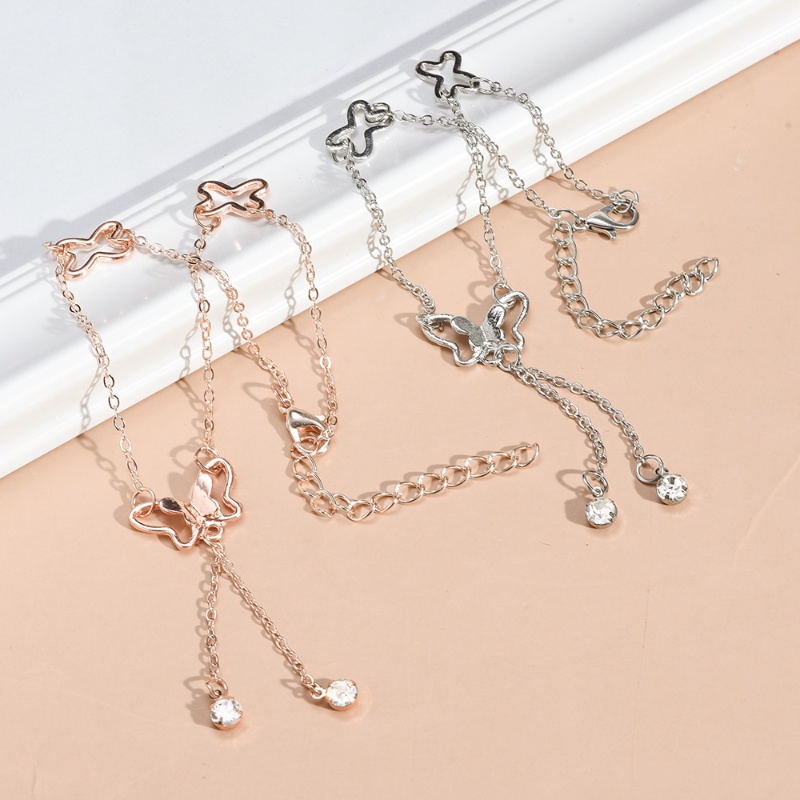 Gelang Kaki Gelang Wanita Rumbai Kaki Link Wanita Stainless Steel Link Foot Jewellery Fashion Bell Rumbai Gelang Kaki Emas Kupu-Kupu Liontin Kaki Rantai Pantai Gelang Kaki