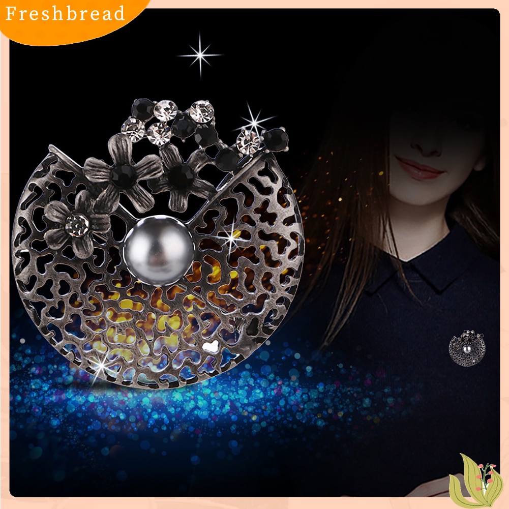 < Freshbread > Vintage Wanita Pesta Perhiasan Berlian Imitasi Berongga Bunga Bros Pin Syal Breastpin