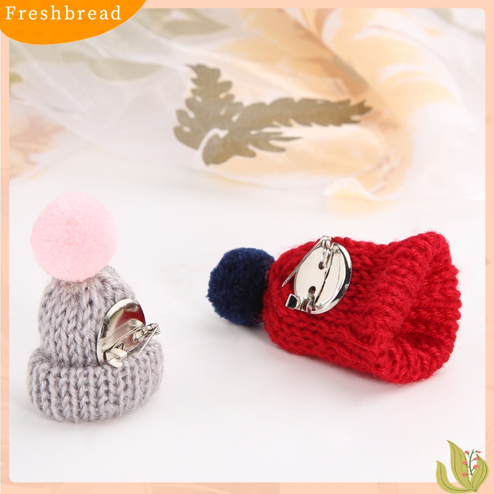 &lt; Freshbread &gt; Fashion Rajut Pom Pom Topi Bros Pin Wanita Natal Gaun Syal Aksesori