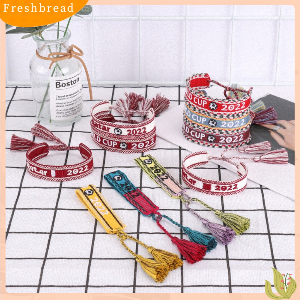 &lt; Freshbread &gt; Gelang Tangan Adjustable Handmade Stylish Qatar World Cup Hand Tenun Rumbai Bracelet Untuk Kehidupan Sehari-Hari