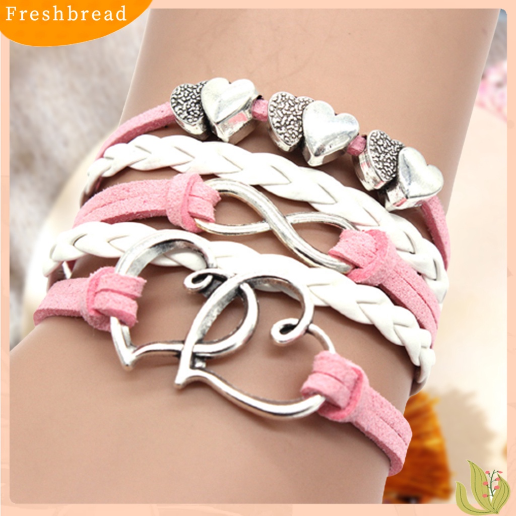 &lt; Freshbread &gt; Gelang Beberapa Lapisan Anti-Alergi Aksesoris Fashion Buatan Tangan Cinta Besar Hati Liontin Braided Bracelet Untuk Pakaian Sehari-Hari