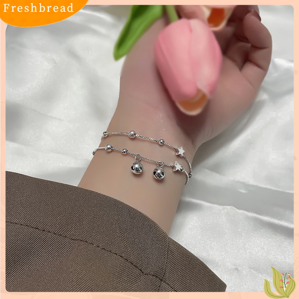 &lt; Freshbread &gt; Wanita Gelang Kepribadian Temperamen Gaya Korea Matte Double-layered Dekorasi Aksesori Bintang Bell Cuff Bracelet Untuk Tanggal