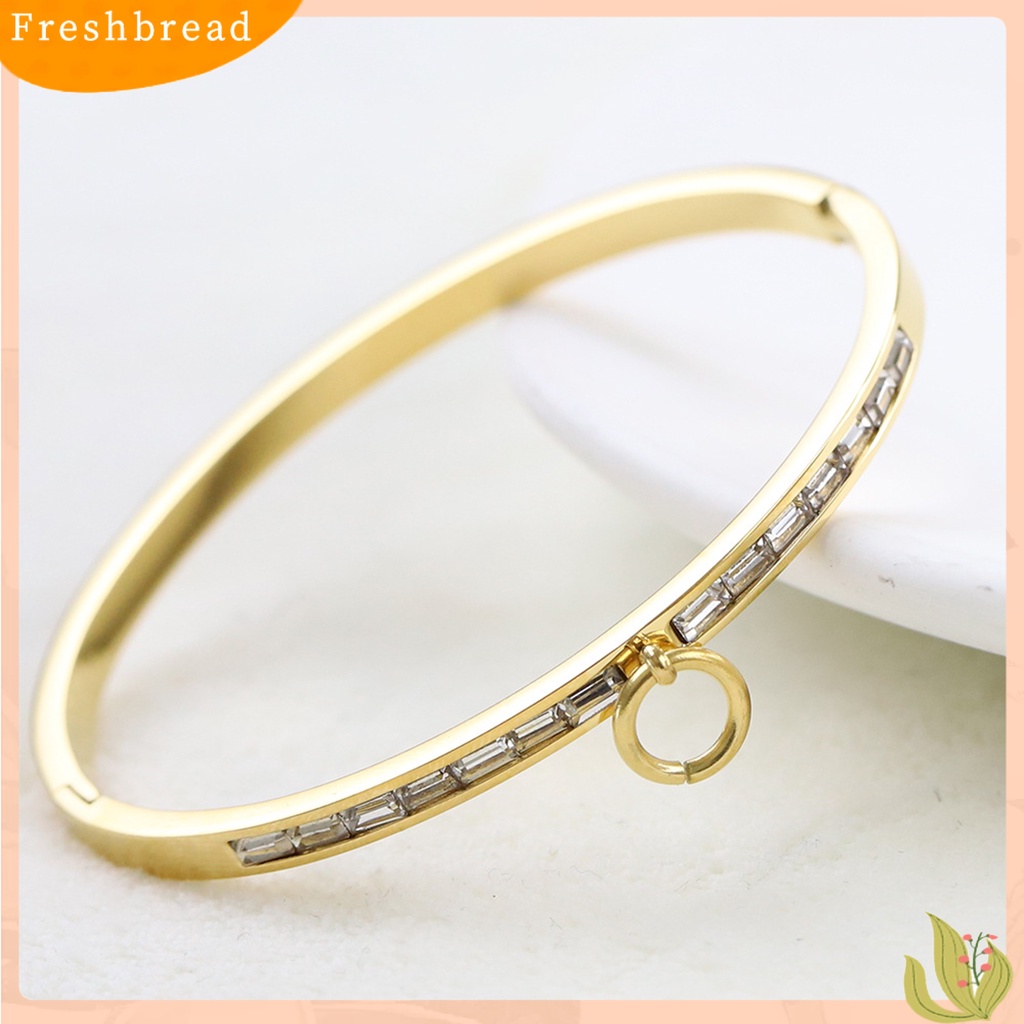 &lt; Freshbread &gt; Wanita Gelang Trendi Semua Pertandingan Anti Karat Minimalis Tahan Aus Pakaian Harian Memakai Warna Solid Baja Titanium Fashion Gelang Aksesori Pakaian