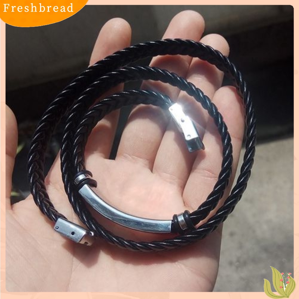 &lt; Freshbread &gt; Pria Panjang Multi-layer Gelang Tali Kulit Imitasi Dikepang Memutar Bangle Perhiasan