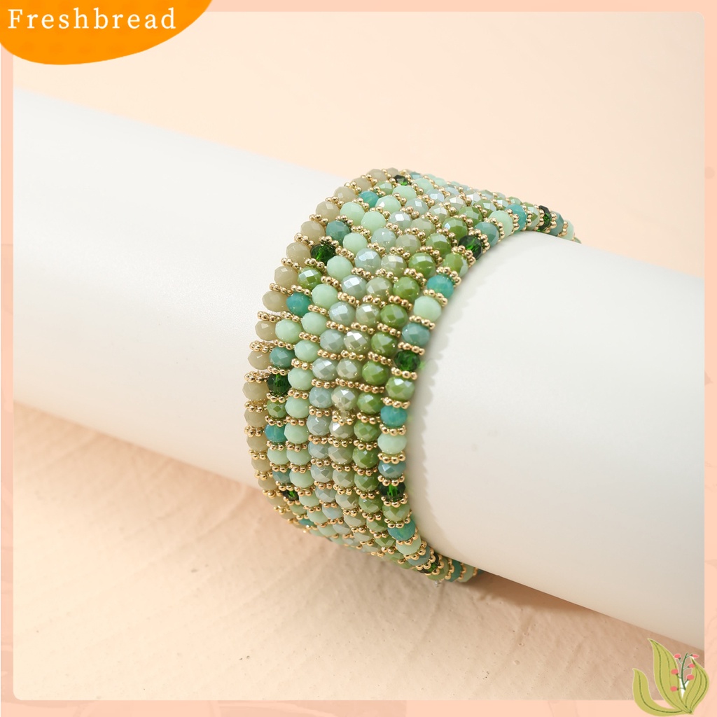 &lt; Freshbread &gt; 7Pcs Wanita Gelang Multilayer Faux Glaze Perhiasan Tali Elastis Manik-Manik Gelang Untuk Pesta Pernikahan Perjamuan