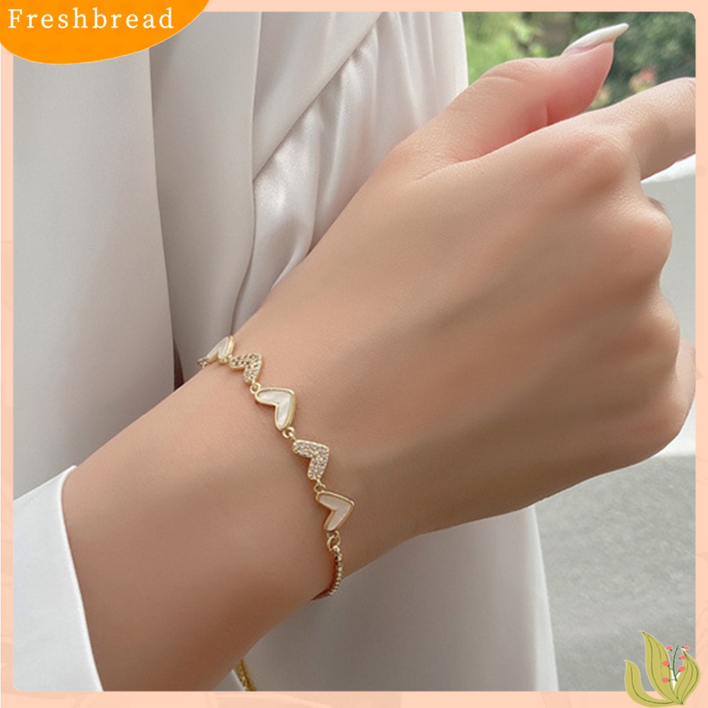 &lt; Freshbread &gt; Wanita Gelang Berlian Imitasi Hias Adjustable Aksesoris Desain Bentuk Hati Bangle Untuk Pesta