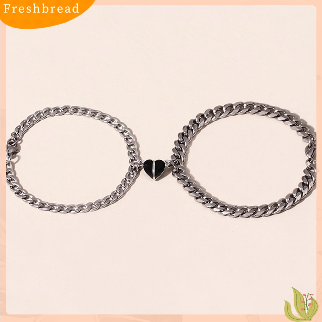 &lt; Freshbread &gt; 1pasang ic Gelang Electroplating Unisex Liontin Jantung Anti-Karat Rantai Salib Menghias Pecinta Menawan Atraksi Jantung Gelang Perhiasan Aksesori