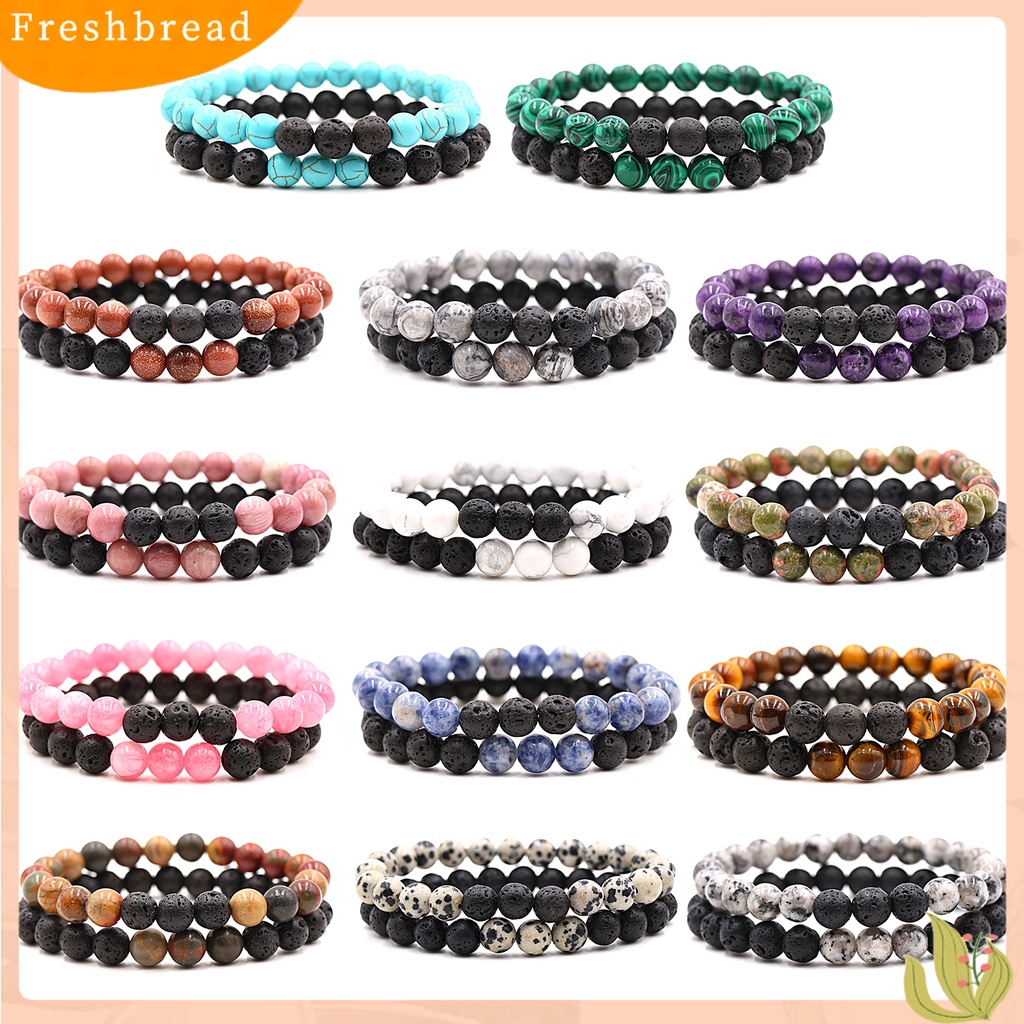 &lt; Freshbread &gt; 2Pcs Gelang Yoga Trendi Menawan Tali Elastis Pasangan Jarak Hitam Putih Gelang Untuk Kekasih