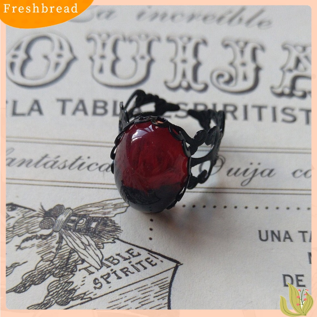 &lt; Freshbread &gt; Cincin Terbuka Kepribadian Geometris Adjustable Open Design Charming Decoration Tahan Lama Vintage Gothic Merah Faux Kristal Cincin Aksesoris Perhiasan