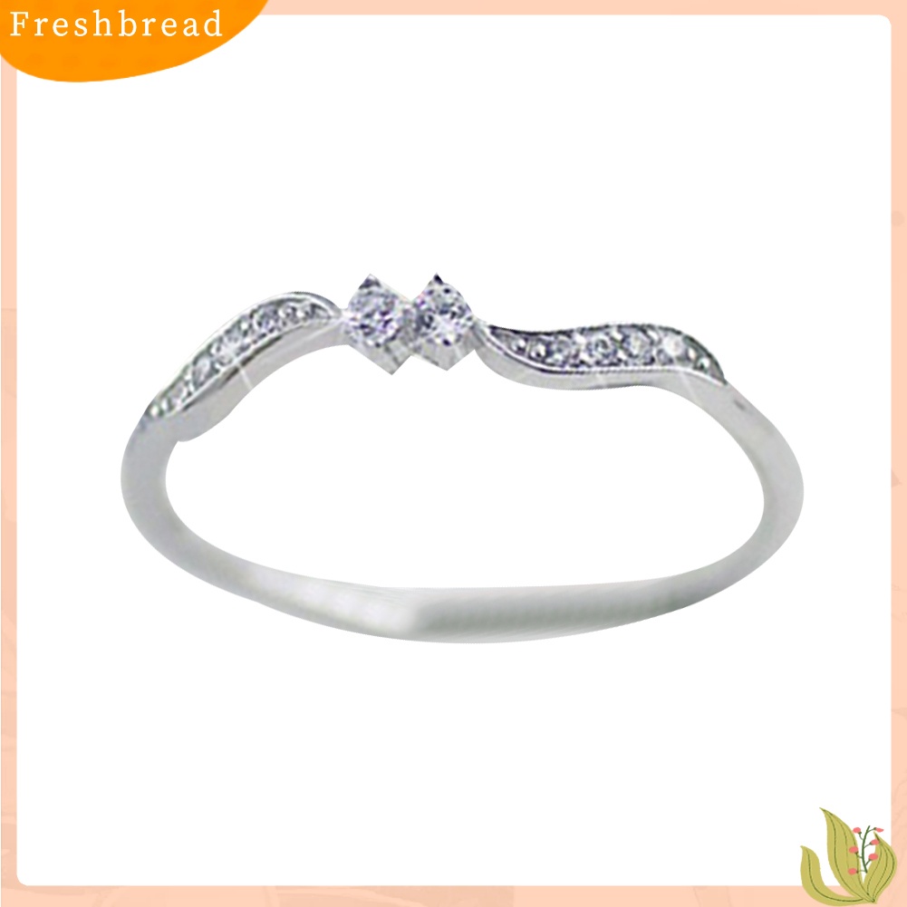 &lt; Freshbread &gt; Wanita Fashion Berlian Imitasi Bertatahkan Daun Jari Cincin Pernikahan Lamaran Perhiasan Hadiah