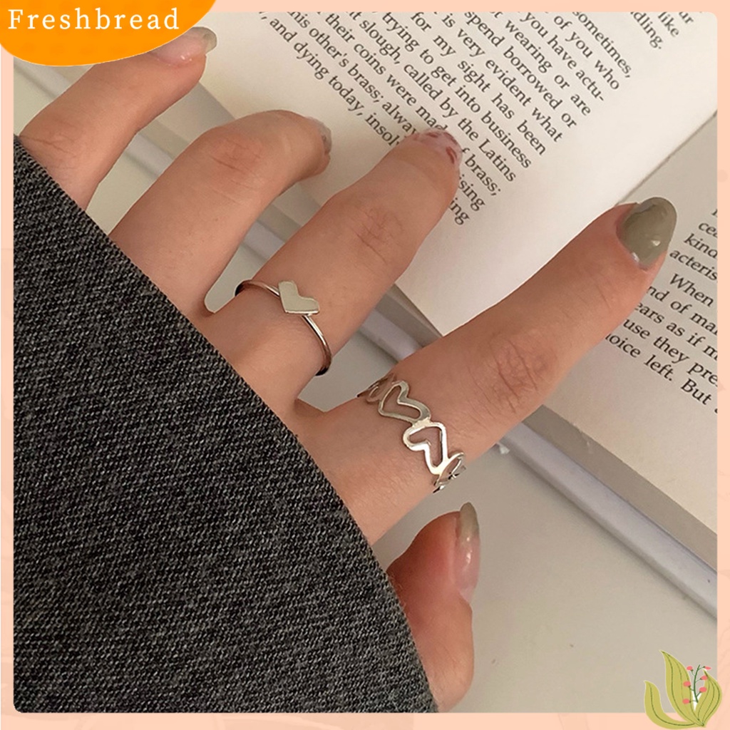 &lt; Freshbread &gt; Cincin Jari Berongga Keluar Plating Jantung Perhiasan Pembukaan Cincin Yang Dapat Disesuaikan Hadiah Hari Kasih Sayang