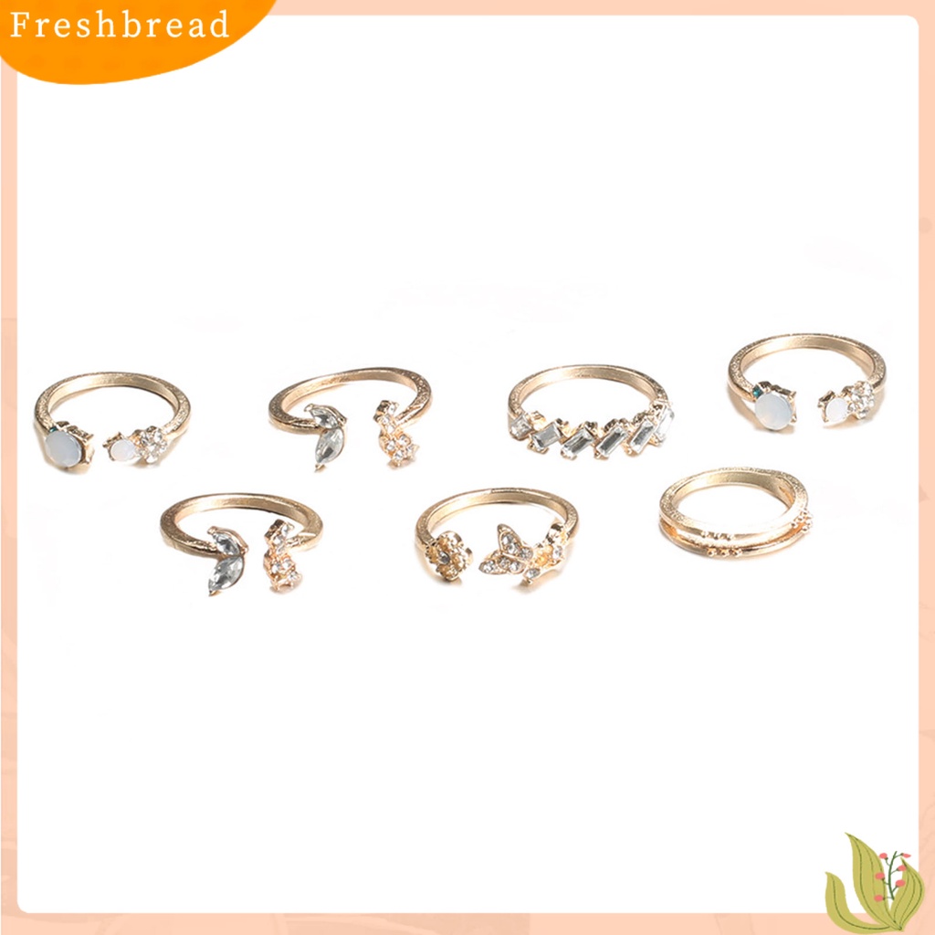 &lt; Freshbread &gt; 7 Pcs Knuckle Rings Butterfly Bunga Berlian Imitasi Wanita Indah Berkilau Rings Rings Perhiasan Aksesoris