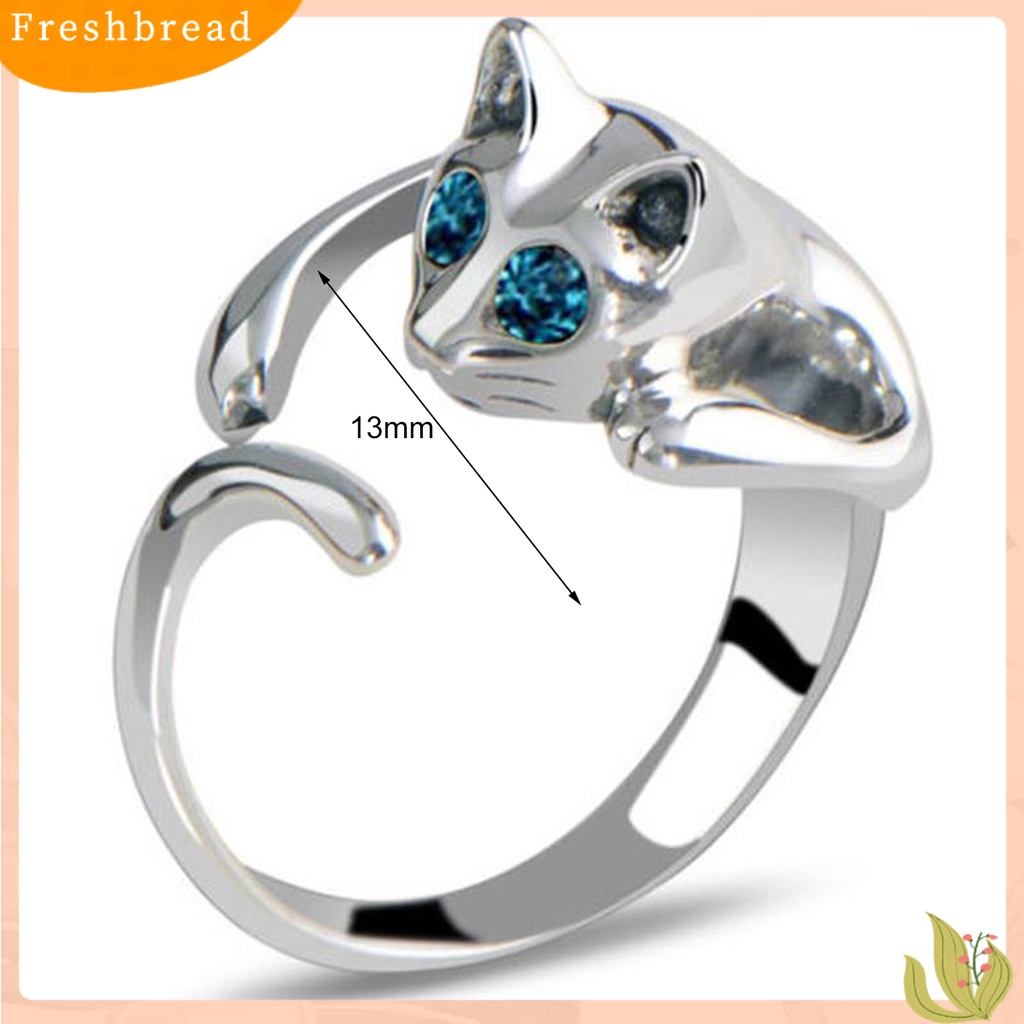 &lt; Freshbread &gt; Cincin Desain Kucing Indah Alloy Unisex Fashion Ring Untuk Hadiah